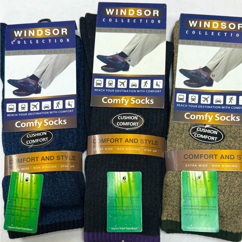NWT Windsor collection men’s 3 pair Socks - Blue, Black, Green